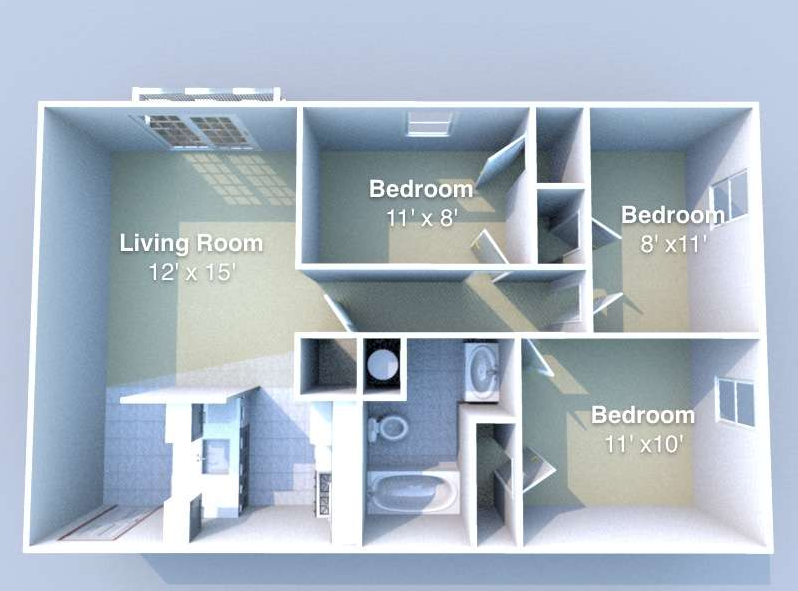 235 Littleton 3 Bedroom Floor Plan Example Illustration